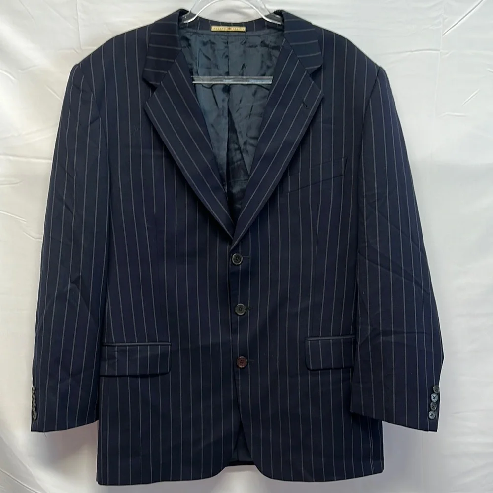 Joseph Abboud 42R Navy Pinstripe Super 100s Wool Sport Coat Blazer